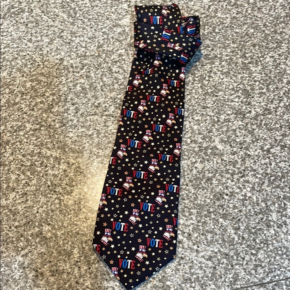 Utopia Mens Patriotic Black Tie with Vote Design